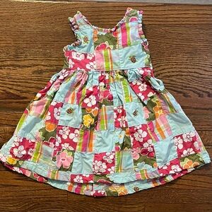Gymboree y2k Tropical Colorful Patchwork Girls Dress 24M Embroidered Sea Turtles